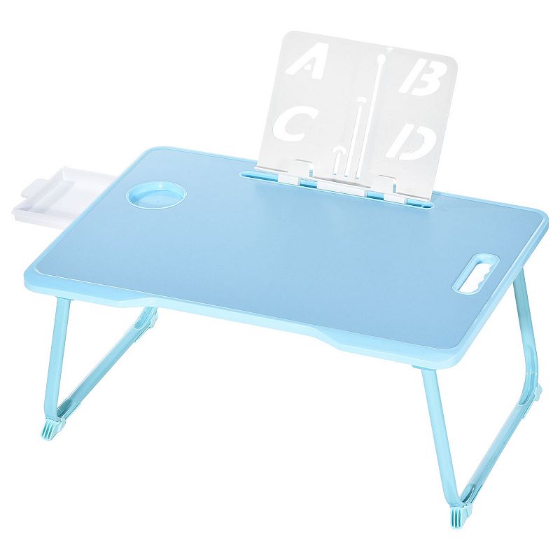 Foldable Laptop Bed Desk with Storage Drawer Reading Holder Water Slot