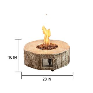 Cesicia 28 in. W x 10 in. H Ore Powder 30000 BTU Exterior Faux Stone Propane Fire Pit with Water Proof Cover and Lava Rock ktkhxywydyq91