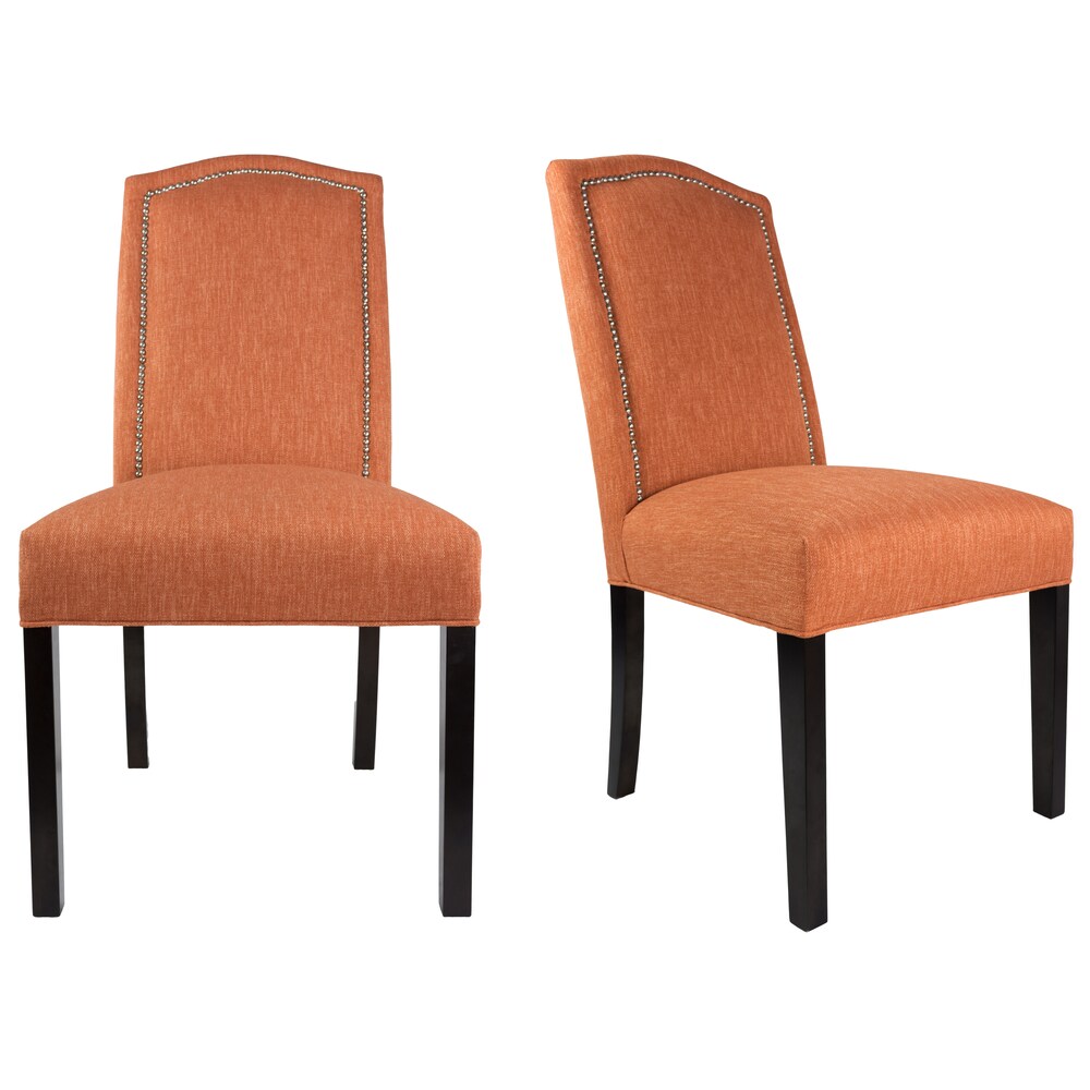 Camel Back Upholstered Fabric Dining Chair (set of 2)   21 inches w. x 26 inches d. x 42 inches h