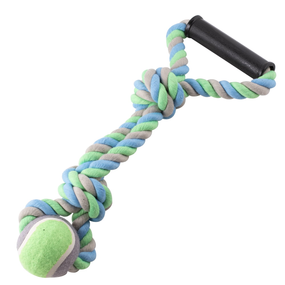 Vibrant Life Medium Polyester and Cotton Rope Chew Toy with Tennis Ball