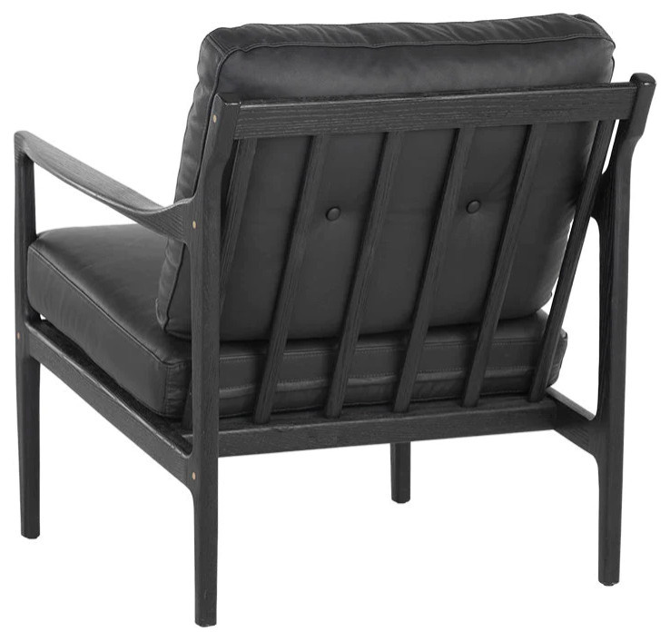 Phalen Lounge Chair  Black  Black Leather   Midcentury   Armchairs And Accent Chairs   by Peachtree Fine Furniture  Houzz