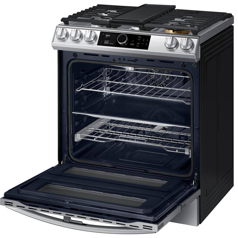  30 in. 6 cu. ft. Flex Duo Slide-in Gas Range with Smart Dial and Air Fry in Fingerprint Resistant Stainless Steel NX60T8751SS