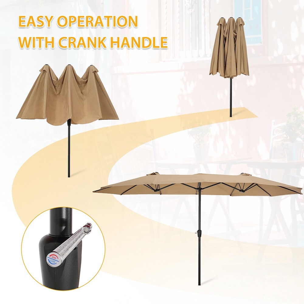 15x9ft Large Double Sided Rectangular Outdoor Twin Patio Market Umbrella