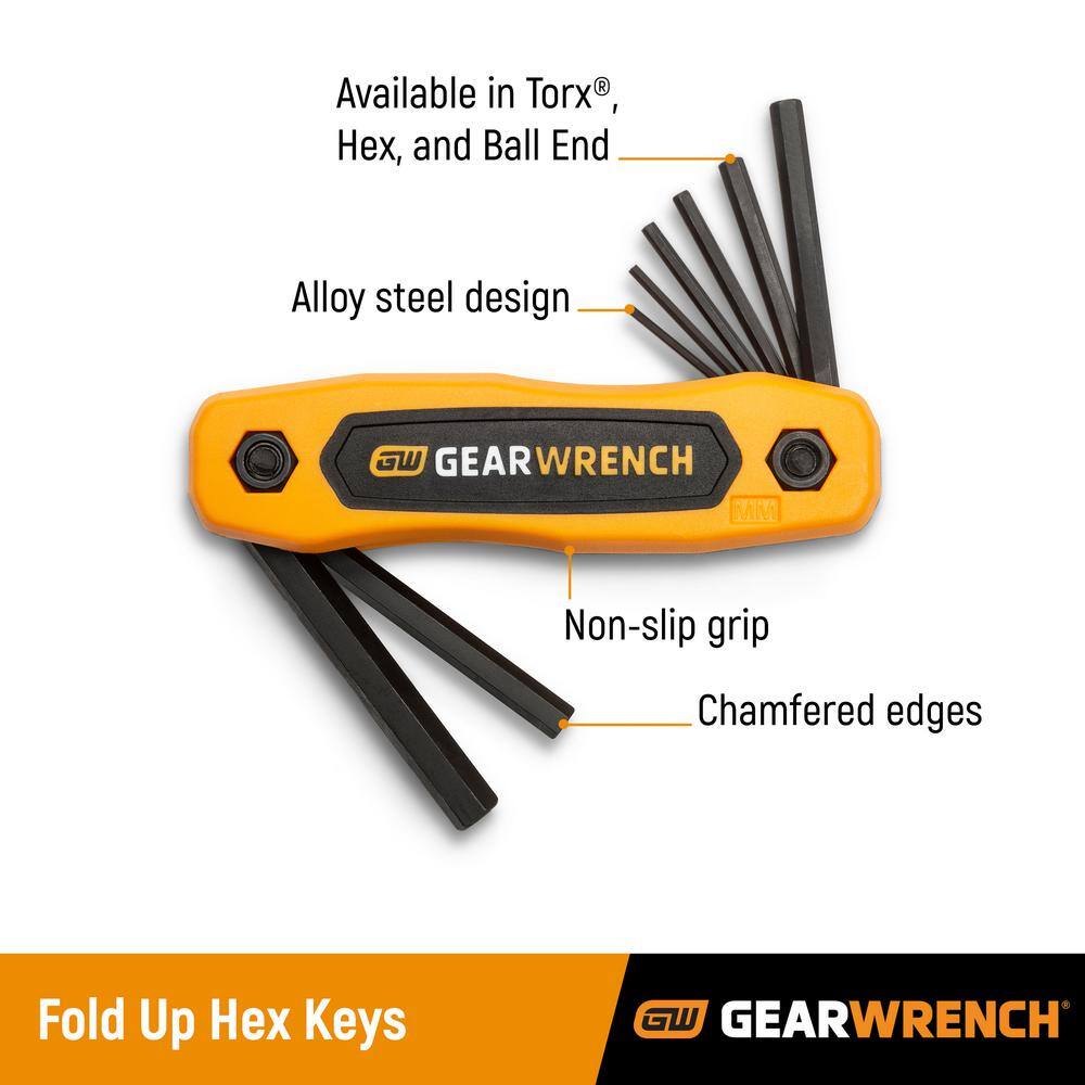 GEARWRENCH SAE Folding Hex Key Set (9-Piece) 83509