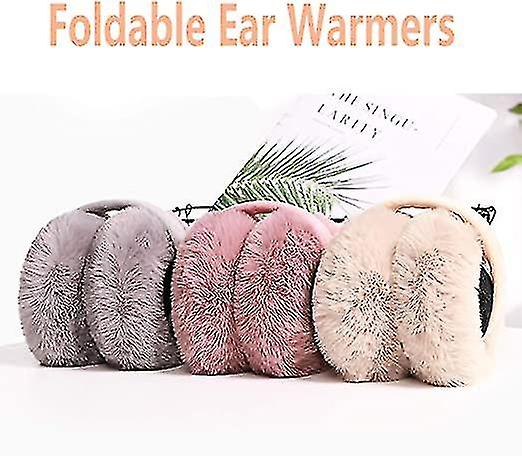 Winter Earmuffs Faux Fur Warm Earmuffs Cute Foldable Outdoor Earmuffs Women Girls White (1pcs)