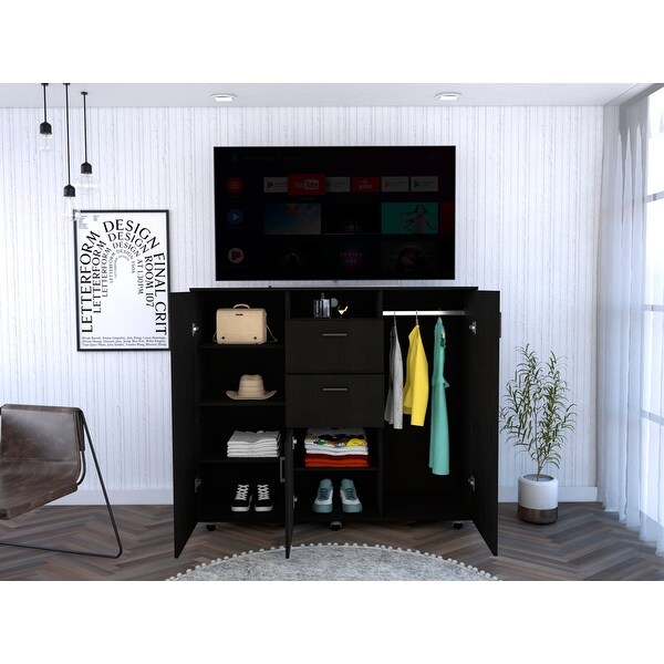 Contemporary 1-Shelf 2-Drawer 3-Cabinet Dresser for Bedroom， Superior Top， Modern Storage Dressers Organizer for Living Room - - 37828085