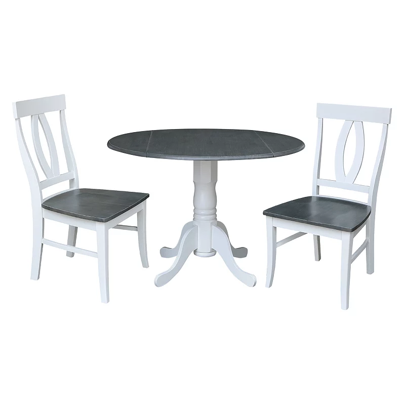 International Concepts Dual Drop Leaf Dining Table and Chair 3-piece Set