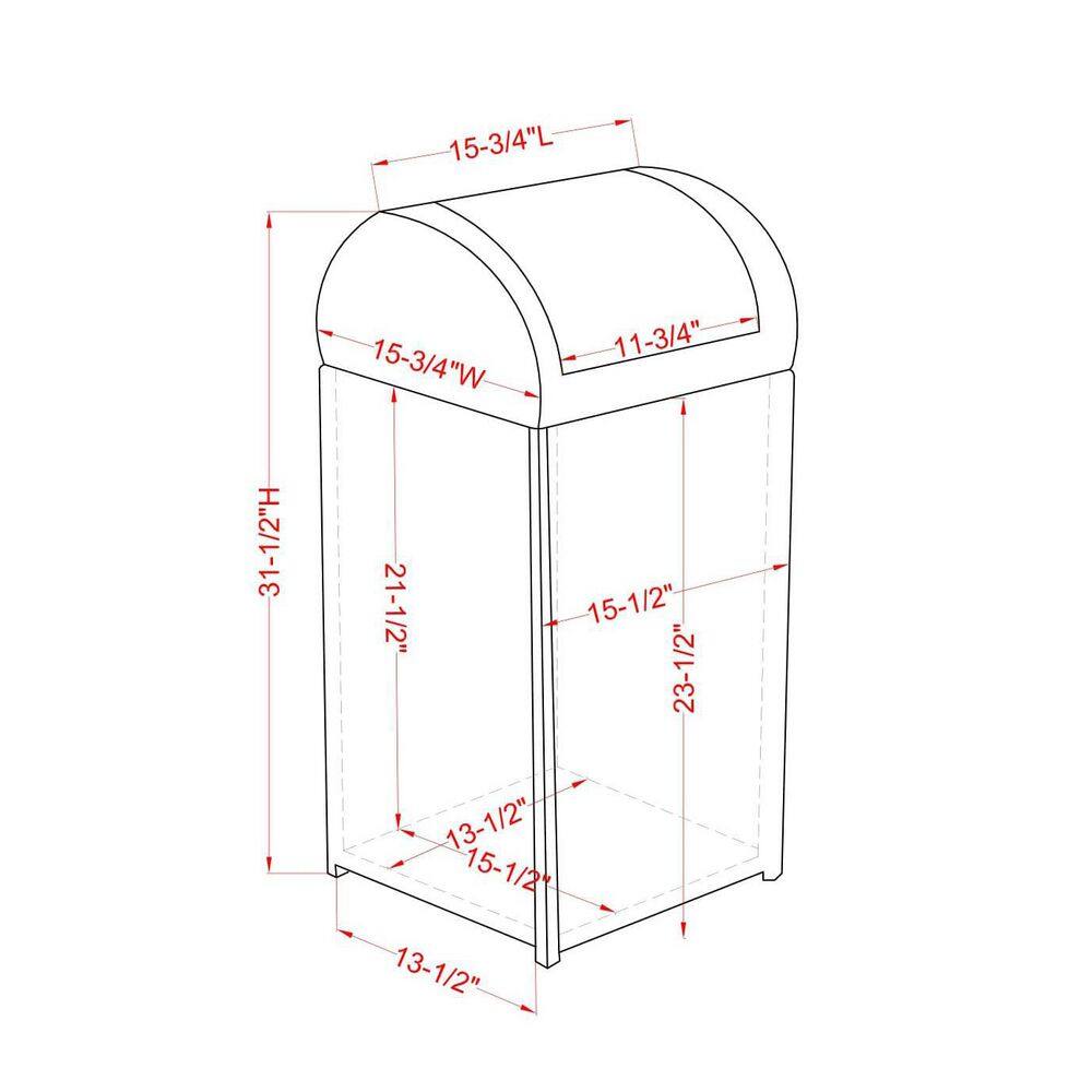 Furniture of America Gabby 16.95 Gal. Black Outdoor Trash Can IDF-OA1867BK