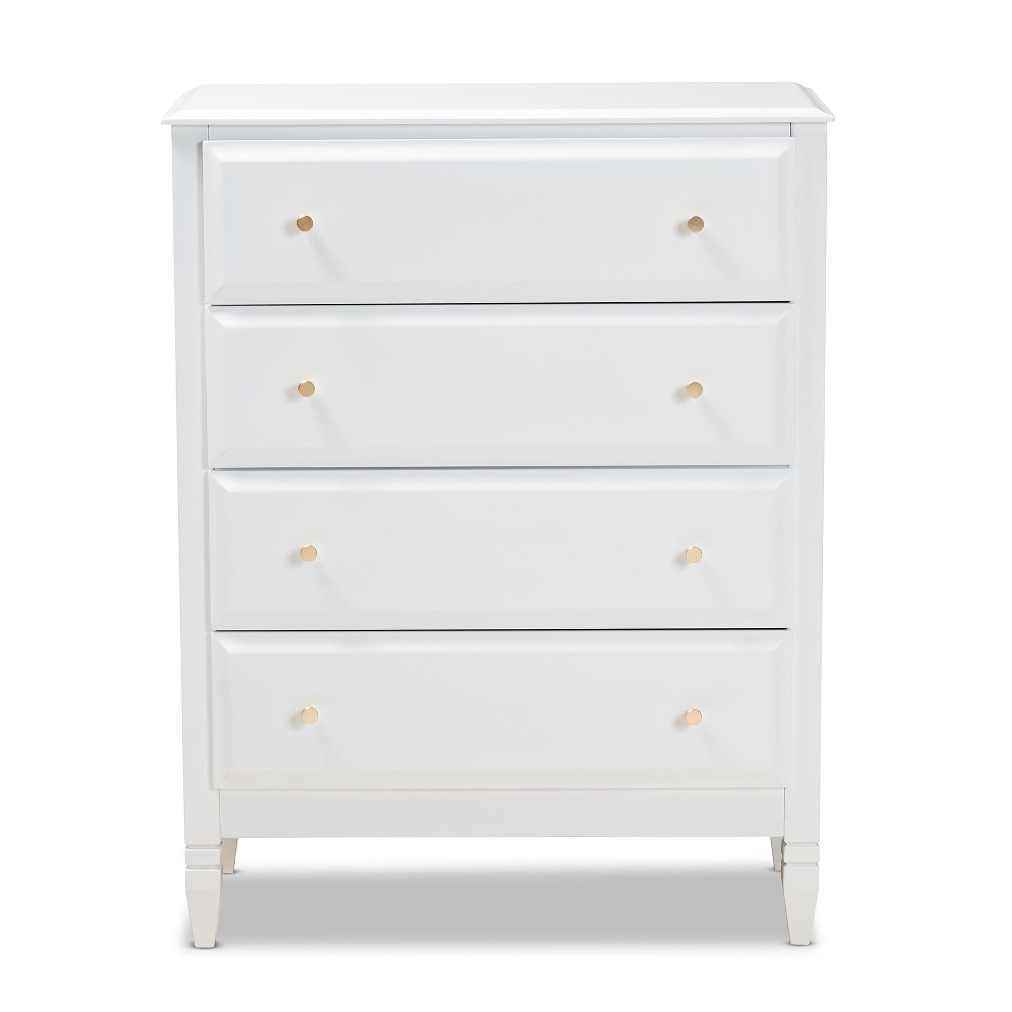 Baxton Studio Naomi Classic and Transitional White Finished Wood 4-Drawer Bedroom Chest