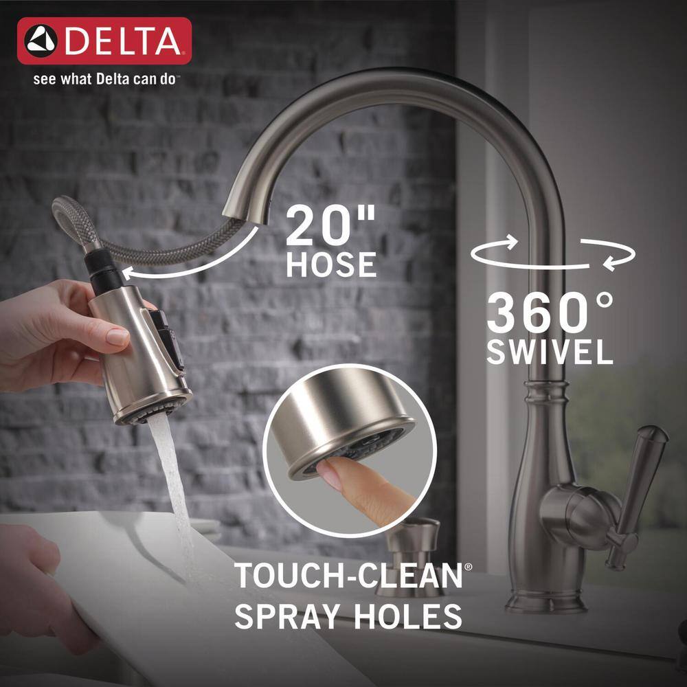 Delta Charmaine Single-Handle Pull-Down Sprayer Kitchen Faucet with Soap Dispenser and ShieldSpray Technology in Stainless 19962Z-SSSD-DST