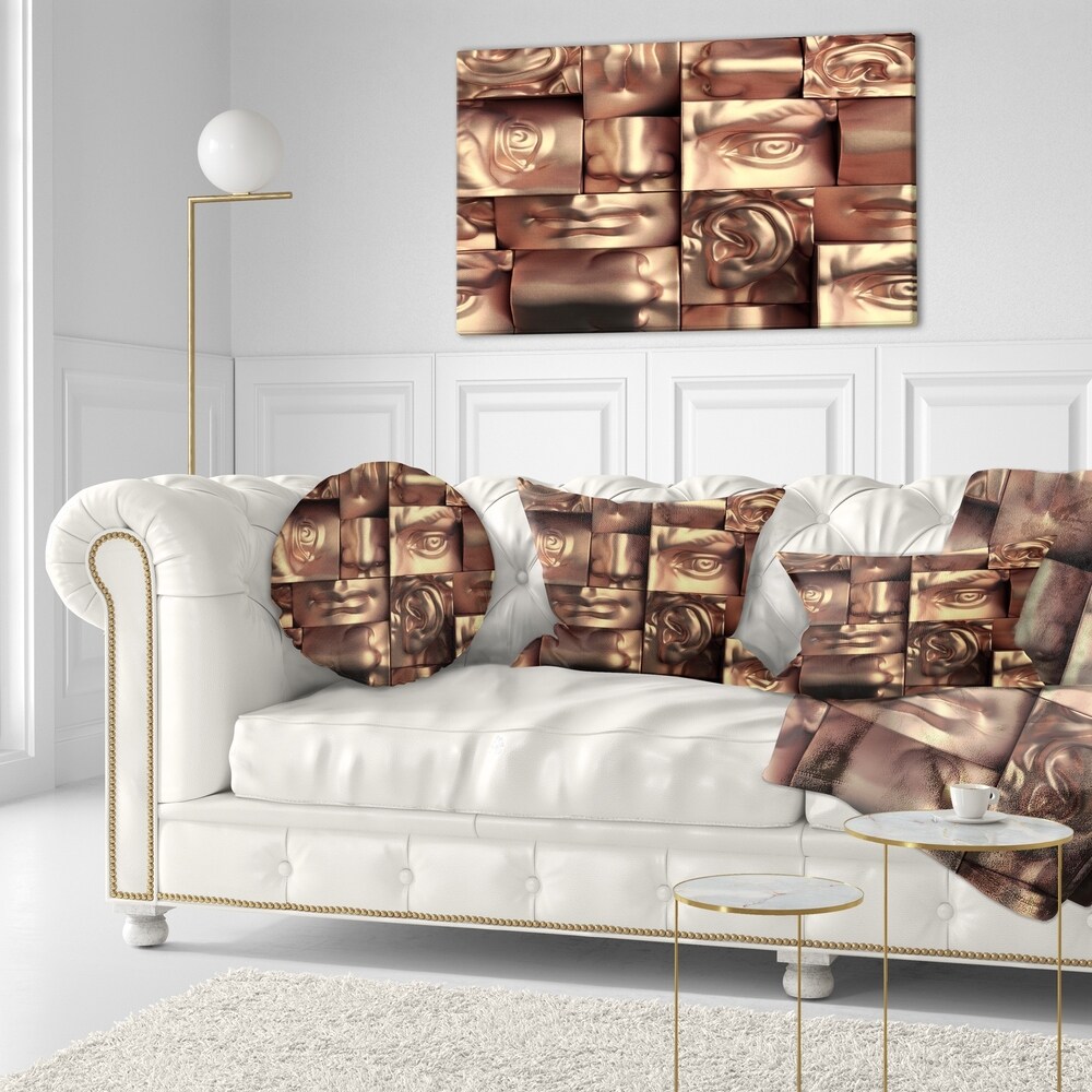 Designart 'Abstract Golden Blocks' Abstract Throw Pillow