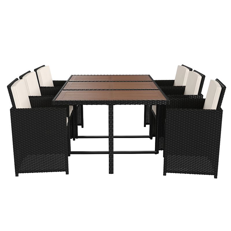 Flash Furniture Peregrine Outdoor Patio Dining Table and Wicker Modular Chairs 7-piece Set