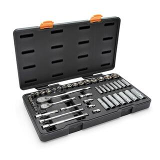 GEARWRENCH 14 in. and 38 in. Drive 84-Tooth Standard and Deep SAE Mechanics Tool Set in Storage Case (47-Piece) 89090