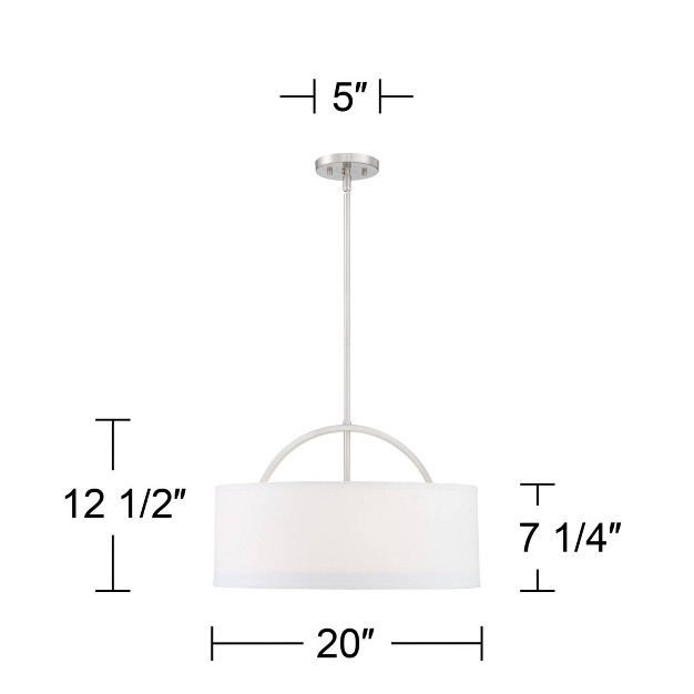 Wide Modern White Linen Shade Fixture For Dining Room House Kitchen