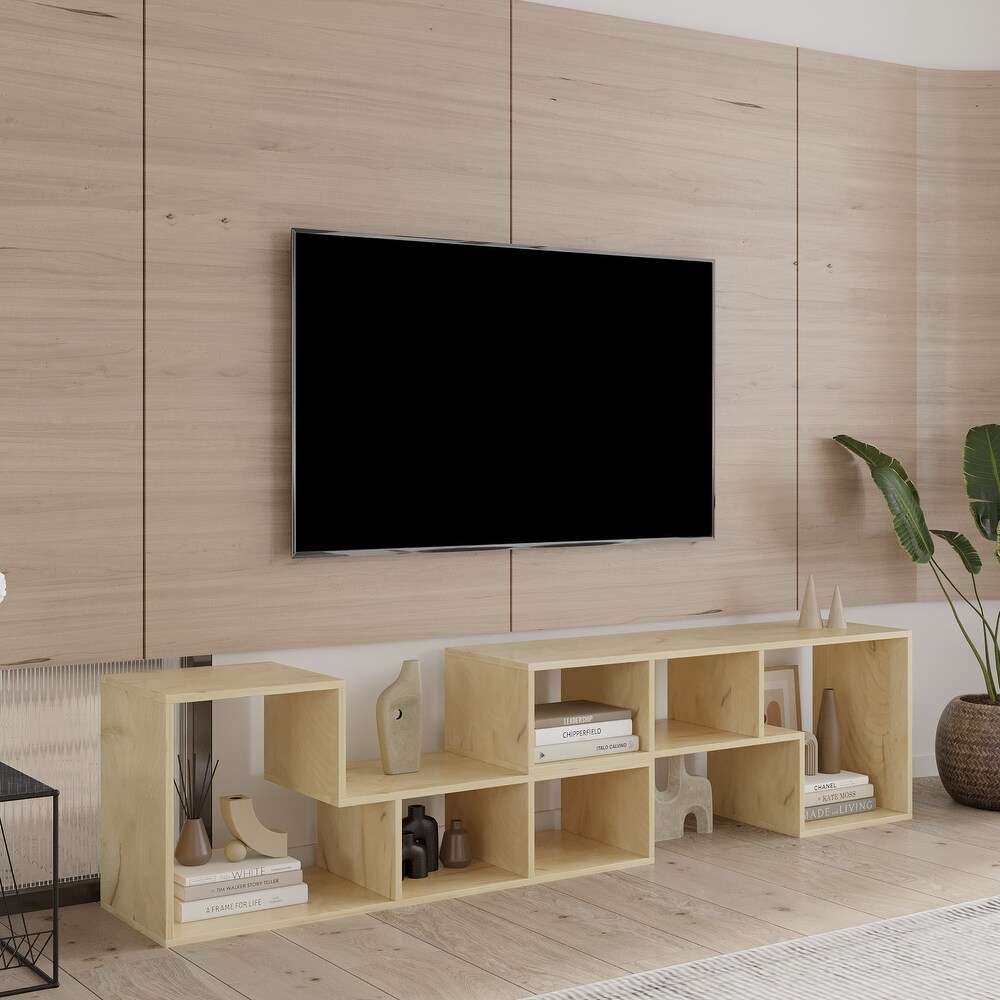 Double L Shaped TV Stand Entertainment Center Display Shelf