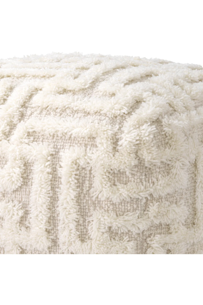 White Wool Maze Stool  Eichholtz Amphion   Contemporary   Footstools And Ottomans   by Oroa   Distinctive Furniture  Houzz