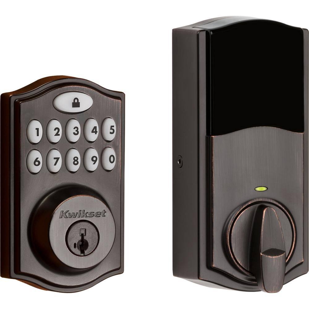 Kwikset SmartCode 914 Zigbee 3.0 Venetian Bronze Single Cylinder Electronic Deadbolt Featuring SmartKey Security 914TRZB3.011PCP