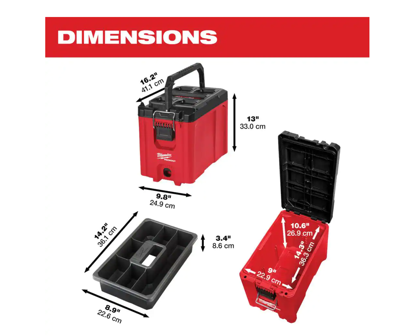 Milwaukee 48-22-8422 PACKOUT 10 in. Compact Portable Tool Box with Adjustable Dividers and Interior Storage Tray