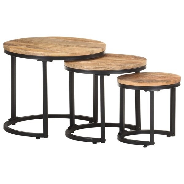 vidaXL Side Tables 3 pcs Rough Mango Wood