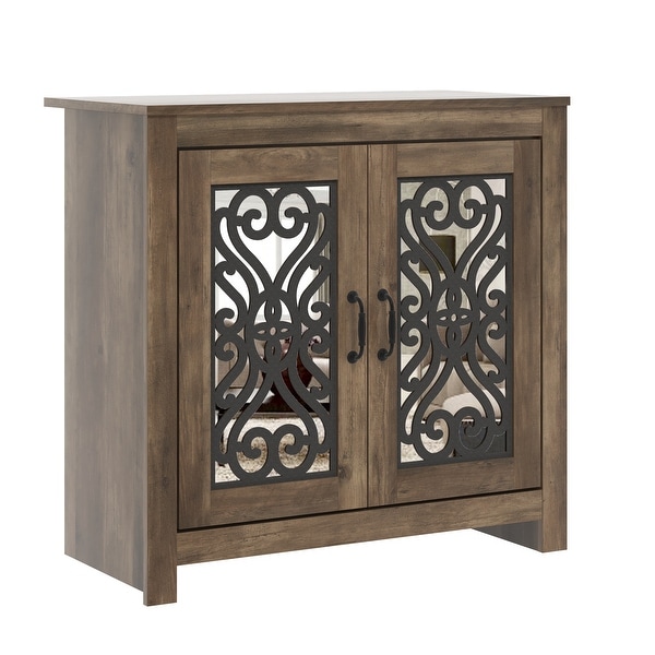 Calidia 30.2 in. H X 30.9 in. W Knott Oak with Grey Stone 2 Door Shoe Cabinet - - 37581160