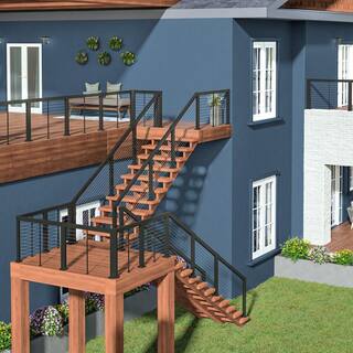 Barrette Outdoor Living Elevation Aluminum 6 ft. x 36 in. Matte Black Level Panel for Cable Railing System 73053485