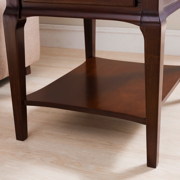 KD Furnishings Brown Wood 1-drawer End Table