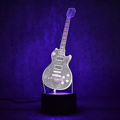 3d Music Electric Bass Guitar Night Light Lamp Usb Touch Switch Decor Table Desk Optical Illusion Lamps 7 Color Changing Lights Led Table Lamp Xm