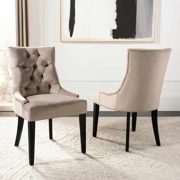 Liddie 19  x27 x27H Tufted Side Chairs Set of 2 Mushroom Taupe   Transitional   Dining Chairs   by Virgil Stanis Design  Houzz