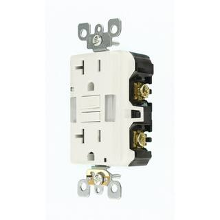 Leviton 20 Amp Self-Test SmartlockPro Combo Duplex Guide Light and Tamper Resistant GFCI Outlet White R92-GFNL2-00W