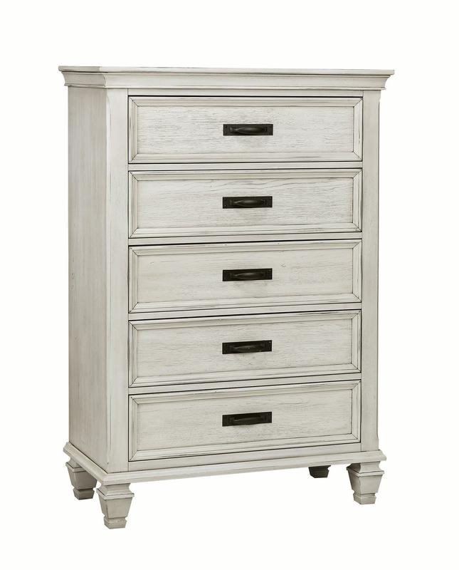 Franco 5-drawer Chest Antique White