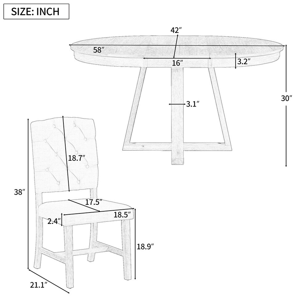 5 Piece Dining Set  Round Table with 16\