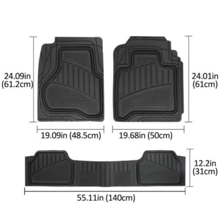 Autocraft FORD and CHEVY and DODGE Truck Floor Mat， Black Rubber， Heavy-Duty， Semi Tailor Made， Trim-To-Fit， 4 PC