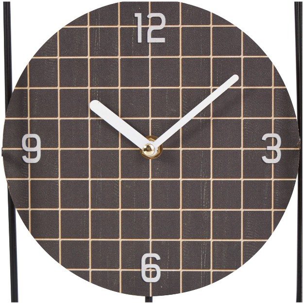 Metal Geometric Open Frame Clock With Grid Patterned Clockface Black Olivia amp May