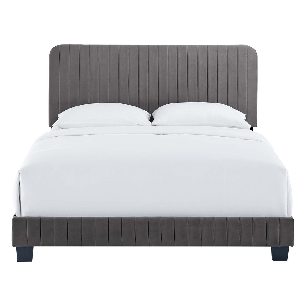 Celine Channel Tufted Performance Velvet Twin Platform Bed