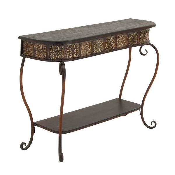 Brown Iron Traditional Console Table 32 x 43 x 14 - 43 x 14 x 32