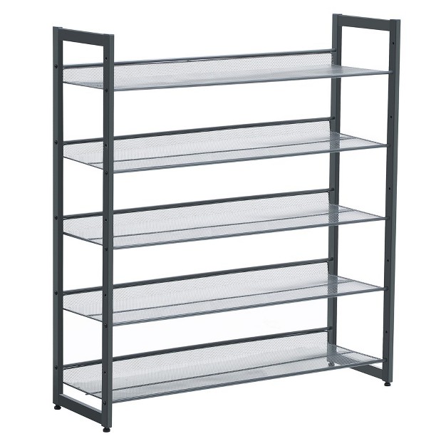 Songmics Shoe Rack 5 tier Stackable Shoe Storage Shelf For 20 To 25 Pairs Of Shoes Gray