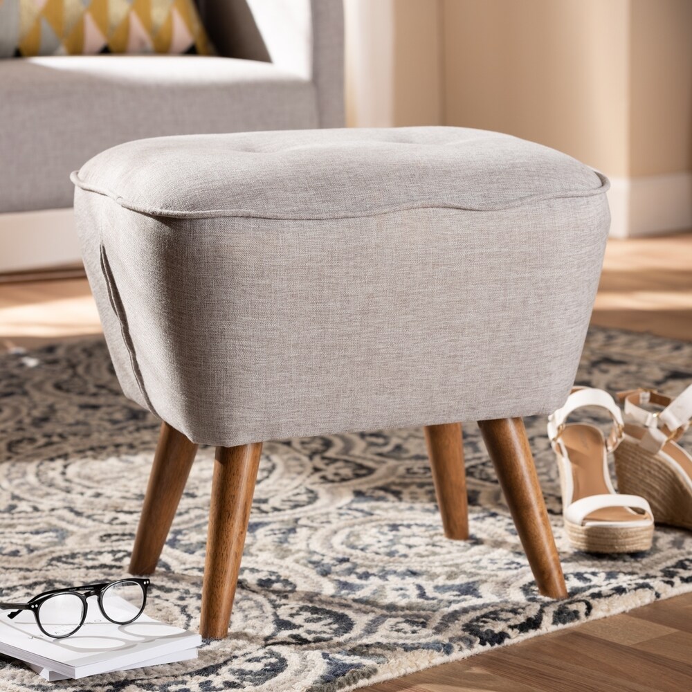 Mid Century Fabric Upholstered Ottoman by Baxton Studio