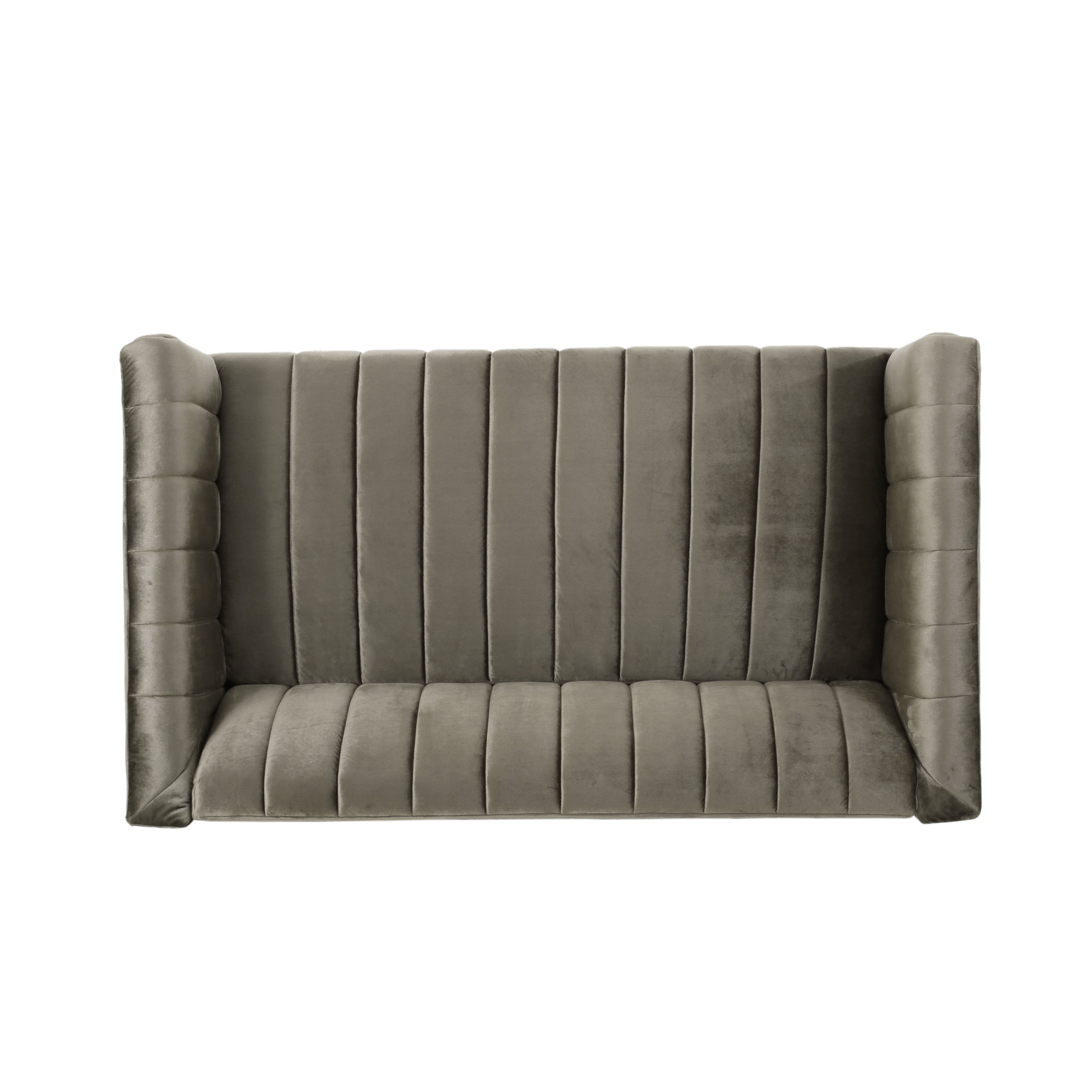 Masie Contemporary Channel Stitch Velvet Settee