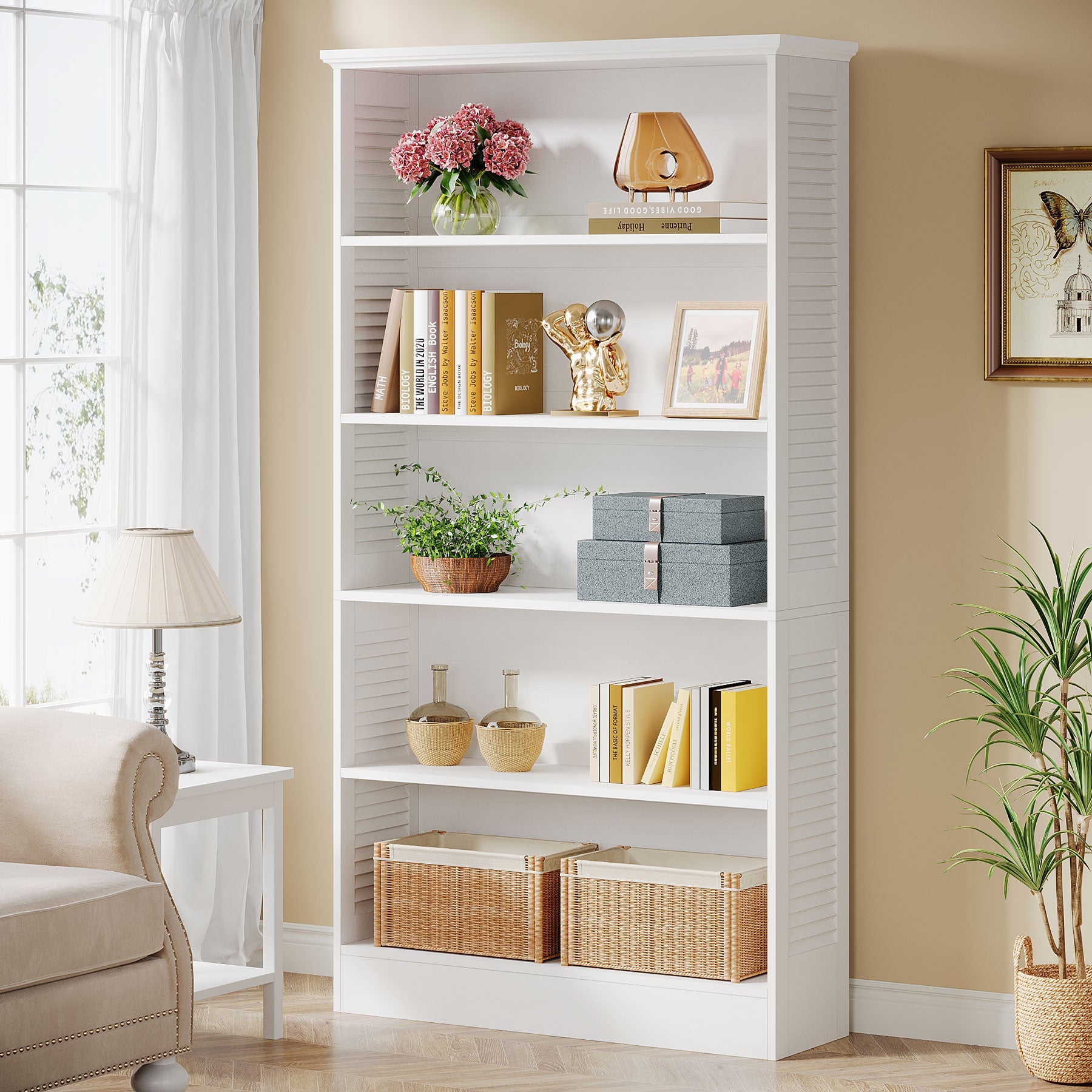 71.6 Bookshelf, 5-Tier Freestanding Bookcase Display racks