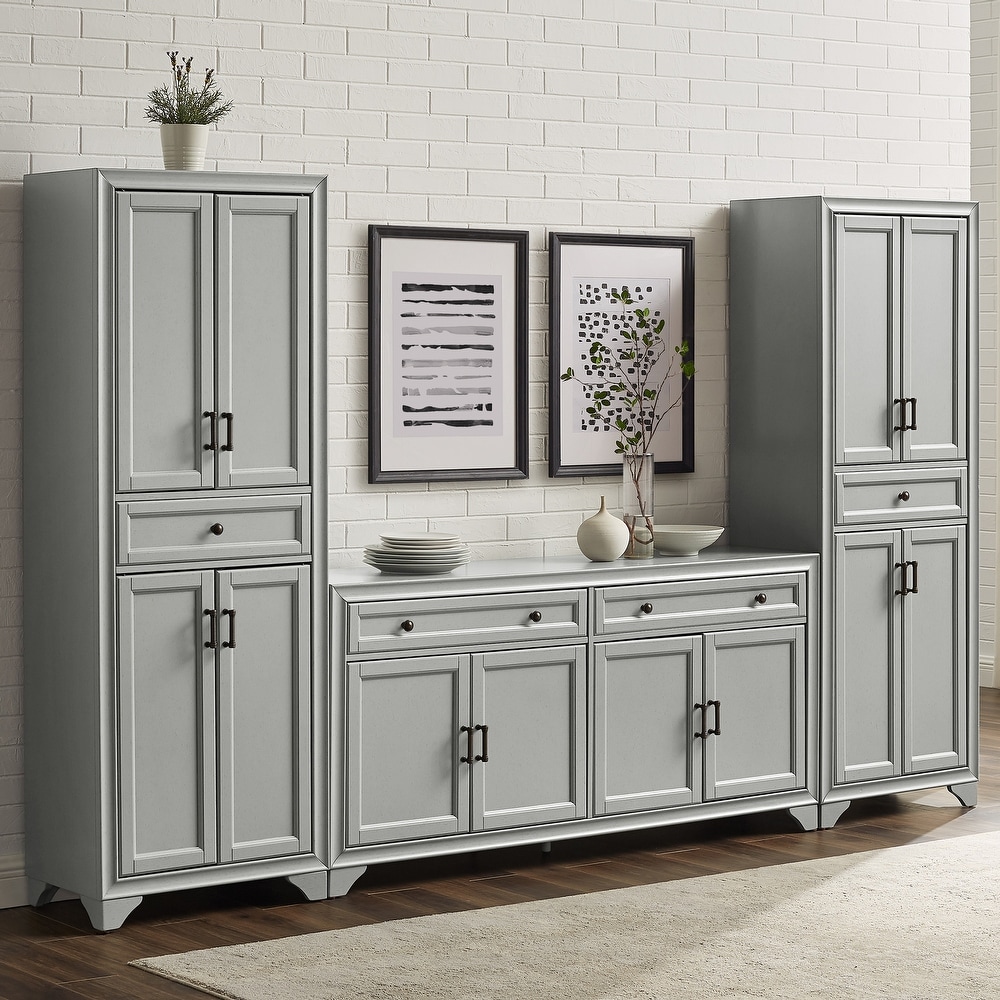 Tara 3 piece Distressed Grey 108.5 inch Sideboard and Pantry Set   15\