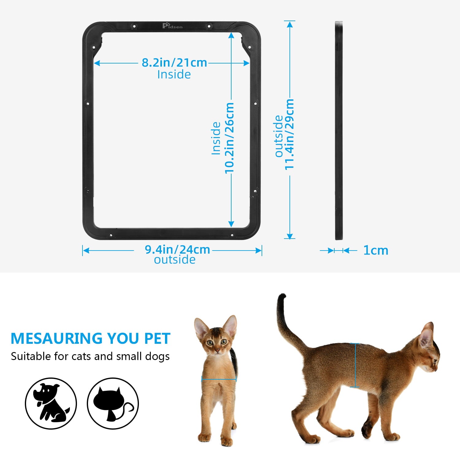 Pidsen Cat Door Magnetic Self Close Pet Screen Door with Lock Function for Puppy Cat (11.4in*9.4in)