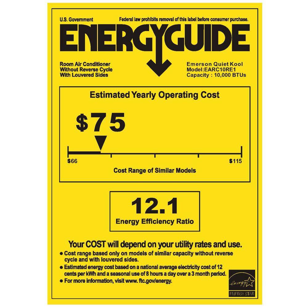 Emerson Quiet Kool 10000 BTU 115V Window AC with Remote Cools Rooms up to 450 Sq Ft Timer 3Speeds Quiet Operation AutoRestart