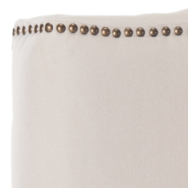 SAFAVIEH Jeneve Taupe Linen Upholstered Headboard - Brass Nailhead (Twin) - - 11081521