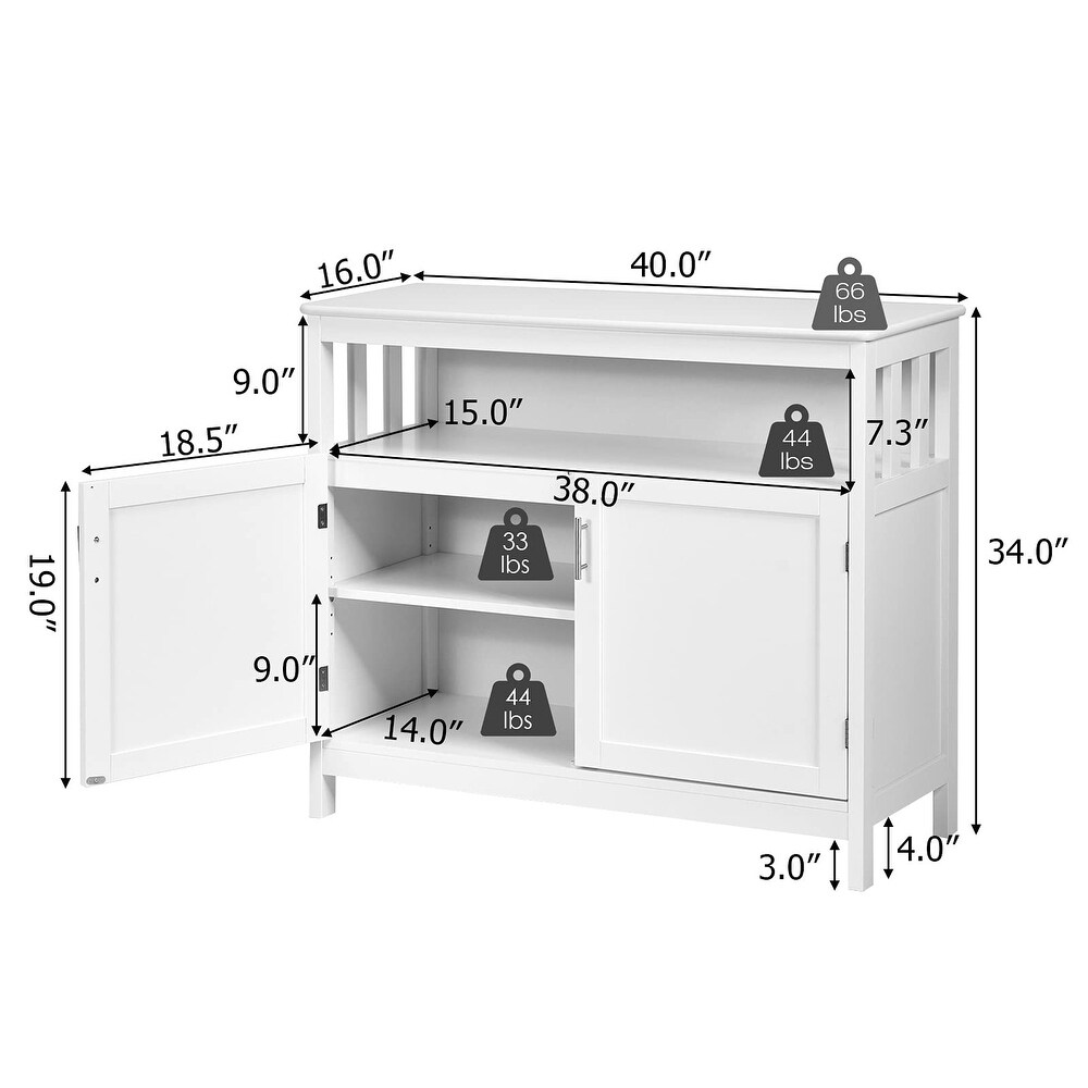 Kitchen Buffet Sideboard  Wood Storage Server Cupboard Cabinet  Dining Room Bar 2 Door Console Table with Shelf Drawer Cabinets