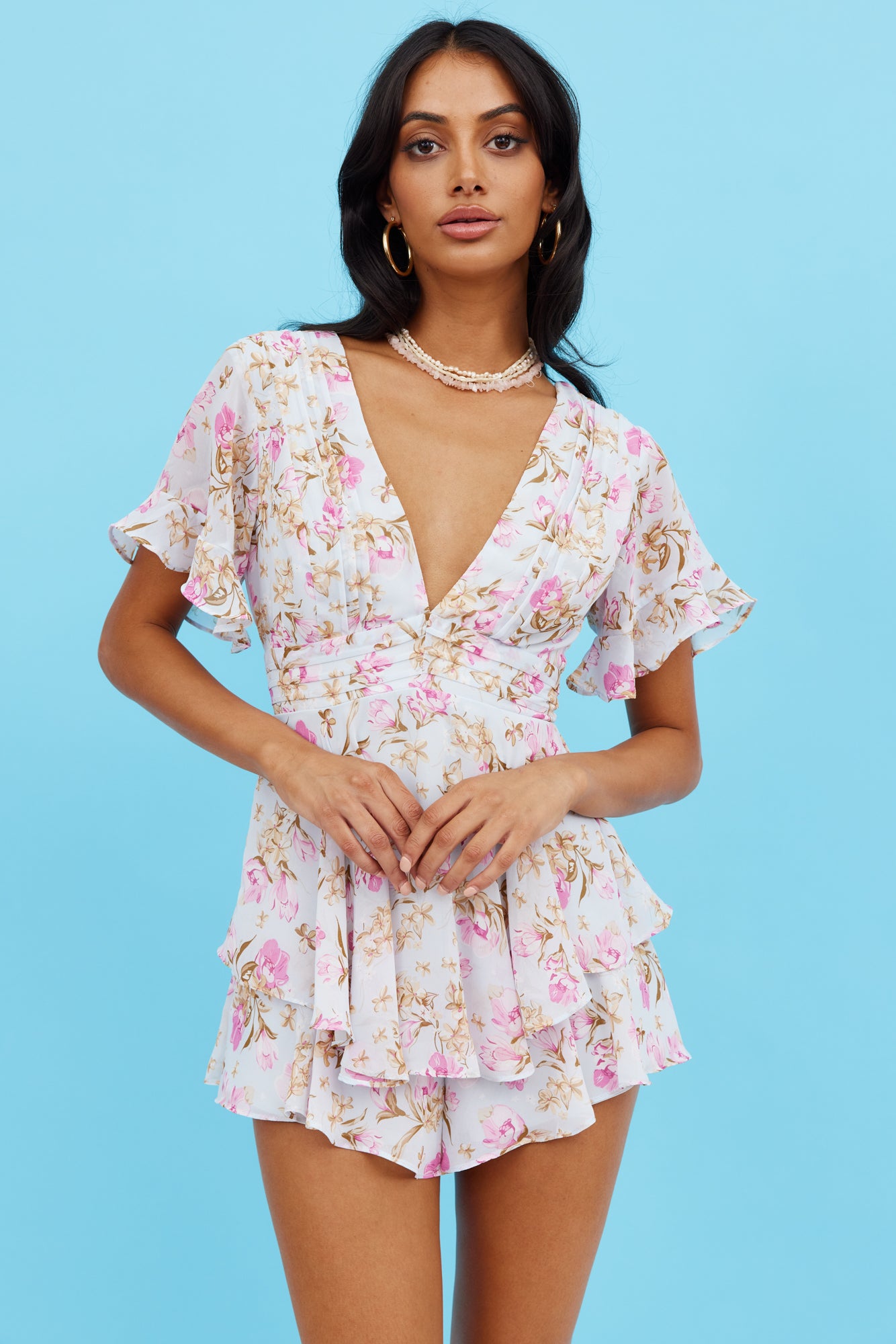 Beachside Lily Romper Blue