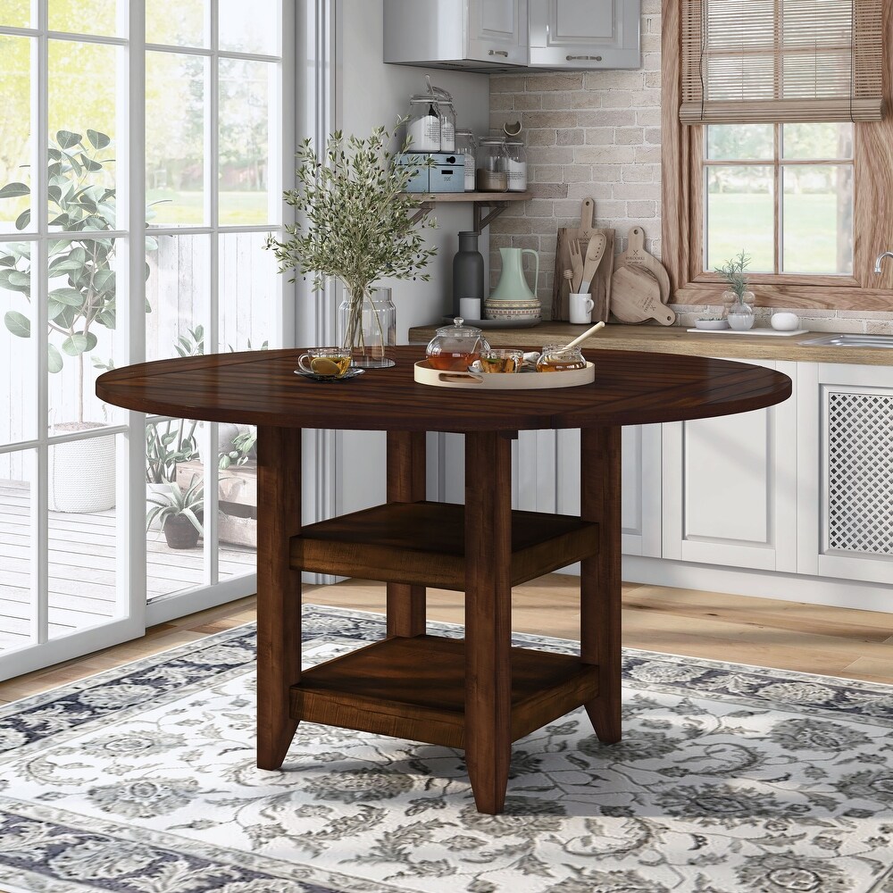 Furniture of America Fete Cherry 65 inch Expandable Counter Height Table