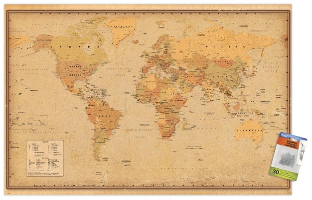 Trends International Antique World Map 2023 Unframed Wall Poster Prints