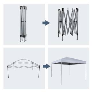 PHI VILLA 10 ft. x 10 ft. Pop Up Canopy White THD-E02GA0102-006-06WT