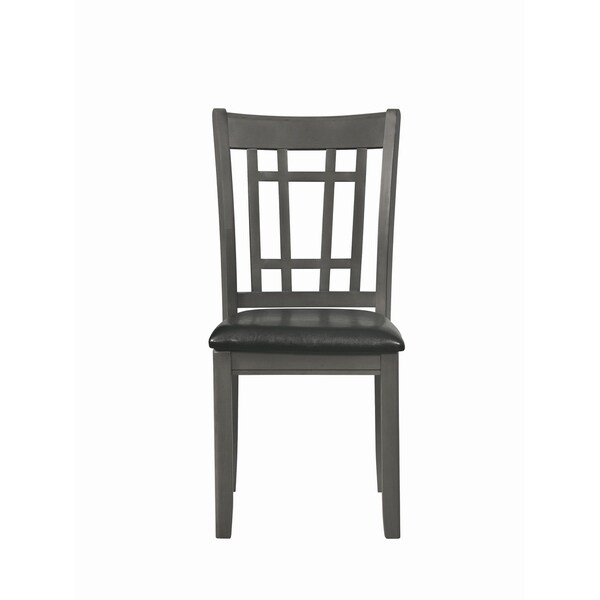 Cutout Back Wooden Dining Chair with Leatherette Seat，Black，Set of Two