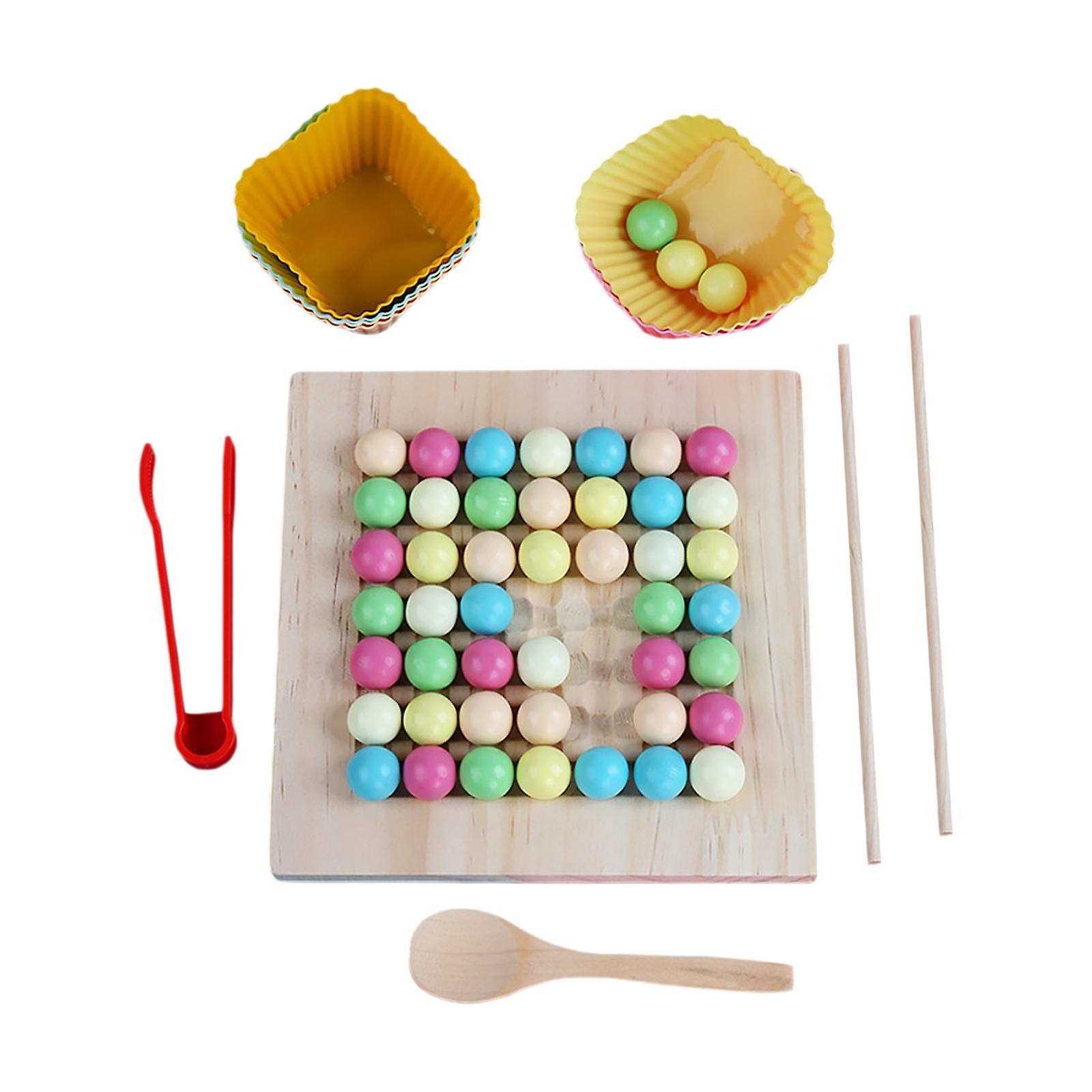 Wooden Board Bead Game Wooden Rainbow Beads For Sorting Interaction Teaching Style B